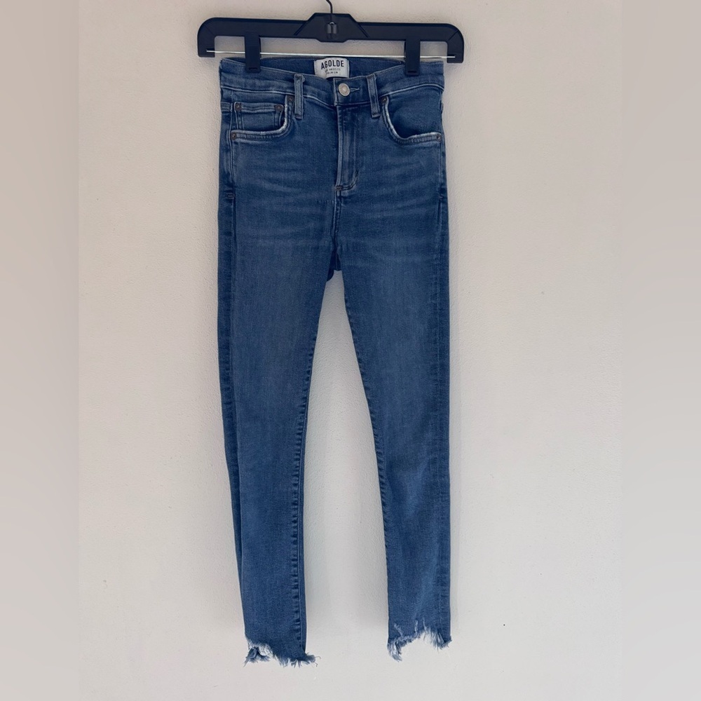 AGOLDE Women's Premium High Rise High Low Raw Hem Size 24